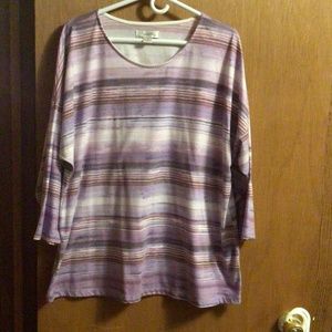 Purple 3/4 Sleeve Striped Top